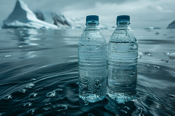 Beautiful Underwater Landscape Cold Antarctic Sea,
Drinking water from the mountains
