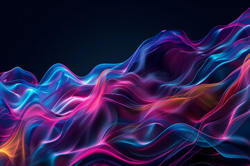 Vibrant Neon Waves on a Dark Background