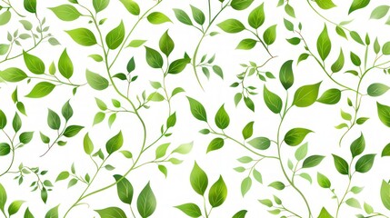 Obraz premium pattern with green leaves on a white background