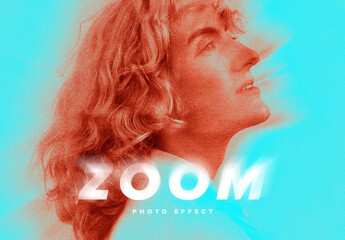 Colourful Zoom Blur Photo Effect Mockup