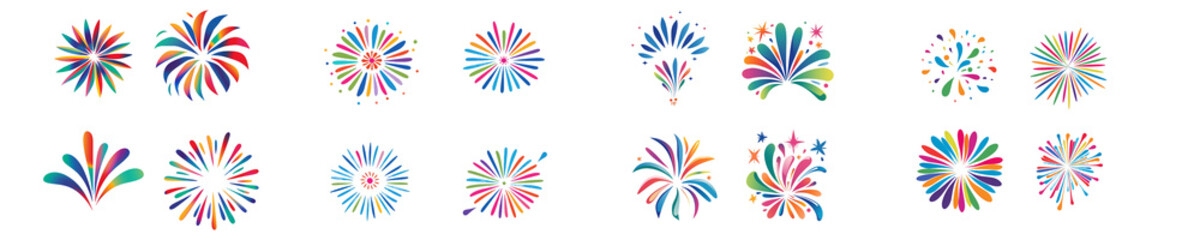Festive Burst: Dynamic Fireworks Vector Set
