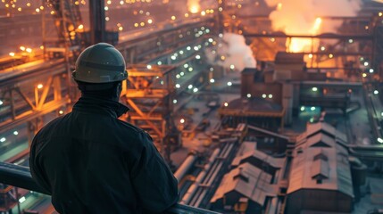 A steelworker looks out over theGong Chang .
