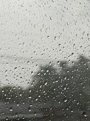 rain drop on glass of car 