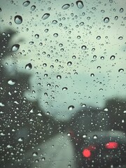 rain drop on glass of car 