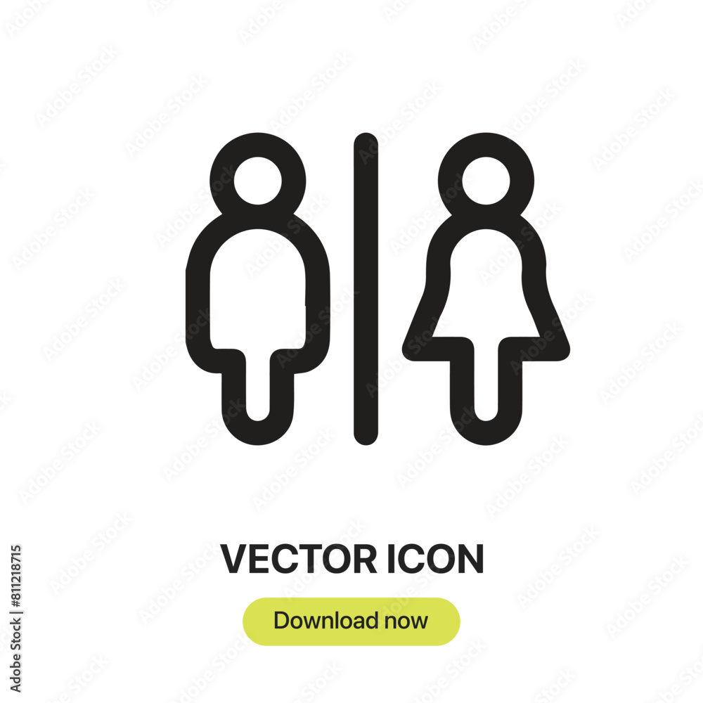 Leinwandbilder Restroom icon vector. Linear-style sign for mobile concept and web design. Restroom symbol illustration. Pixel vector graphics - Vector.	
