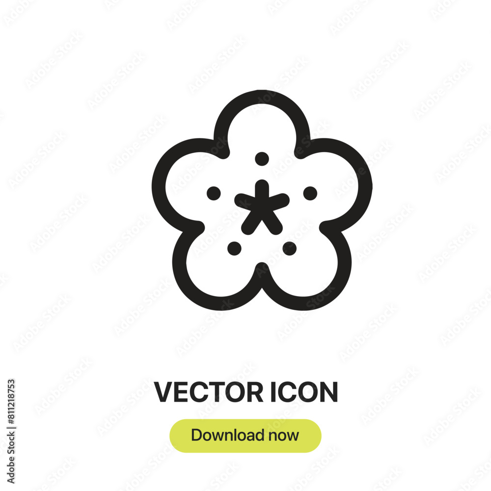 Leinwandbilder sakura icon vector. linear-style sign for mobile concept and web design. sakura symbol illustration.