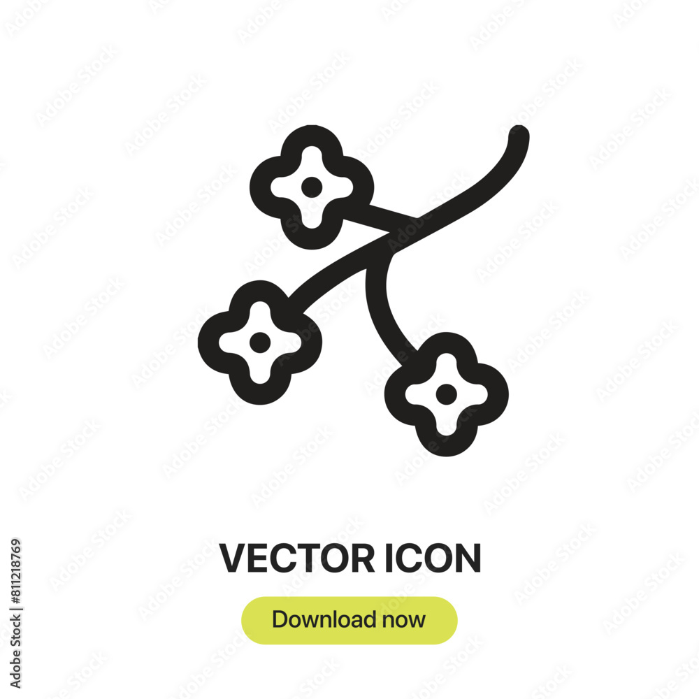 Leinwandbilder cherry blossom icon vector. linear-style sign for mobile concept and web design. cherry blossom symb