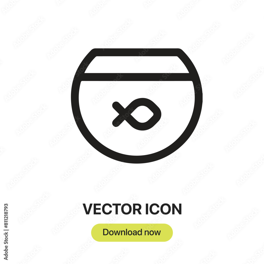 Fototapete aquarium icon vector. linear-style sign for mobile concept and web design. aquarium symbol illustrat