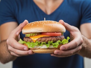 Cropped shot of hand holding burger