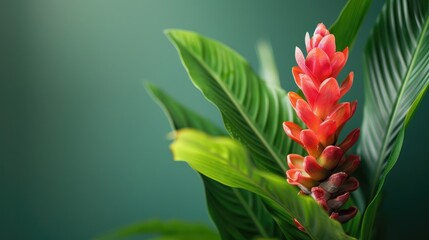 Green background with a ginger flower