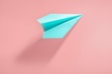 Paper plane concept. Mockup design with airplane background with blank empty space for copy space.