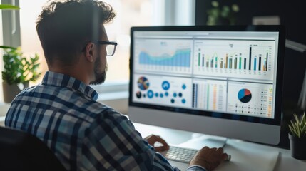 Detailed close-up of an SEO expert analyzing essential keywords and backlink strategies on a monitor, highlighting the precision of search engine optimization