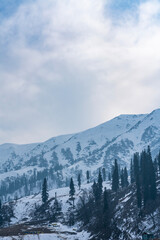 Snow covered mountain peak view from Kashmir India