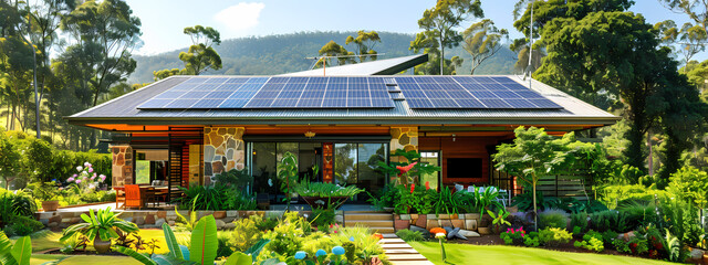 Obraz premium Green Energy Living: Solar-Powered Residential Oasis