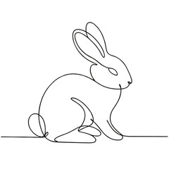 Minimalist rabbit line art. Illustration on a transparent background.