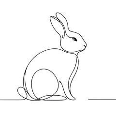 Minimalist rabbit line art. Illustration on a transparent background.