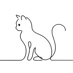 Minimalist cat line art. Illustration on a transparent background.