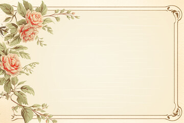 Fototapeta premium Blank vintage floral paper background for printable digital paper, art stationery and greeting card illustration idea