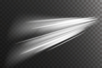 Motion wave effect. Dynamic white line trail. On a transparent background.