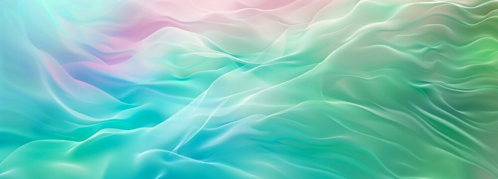 Abstract silky waves texture in pastel pink, blue, and green. Digital artwork for print, wallpaper, and fabric design. Soft and flowing visual concept.