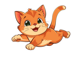 Adorable cartoon of a playful red kitten with a ball of yarn - purrfectly cute!