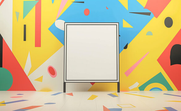 Empty Frames on a Vivid Geometric Backdrop