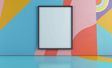 Empty Frames on a Vivid Geometric Backdrop