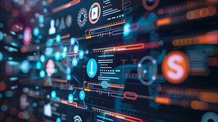 Obraz premium High-resolution close-up showcasing the critical elements of SEO strategy on a digital interface, including link building and keyword analysis for peak search engine performance