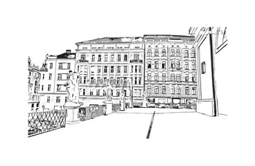 Obraz premium city of Brno Czech Republic. Hand drawn sketch illustration in vector.