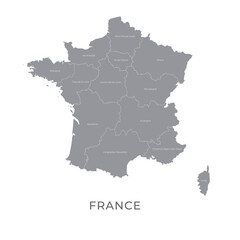 National Country Map with Regions, States and Flag in Body