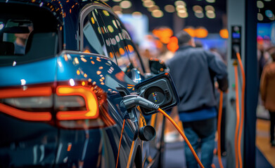 Obraz premium Electric Vehicle Innovation Expo: Showcasing Advanced Charging Technologies