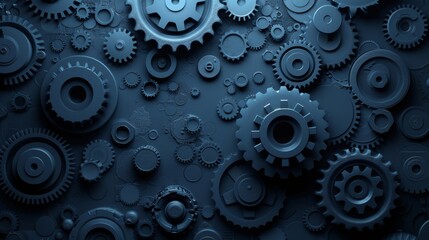 Dark blue background with a lot of gears on it - obrazy, fototapety, plakaty