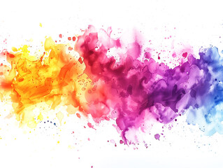 Vibrant watercolor splashes on white background form modern aquarelle explosion design.