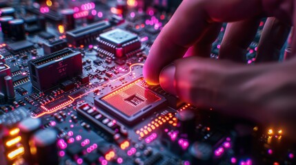 Illustrate a technician upgrading a computers storage drive to a faster and higher-capacity solid-state drive SSD, improving system performance and