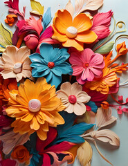 Colorful paper flowers wallpapers that are for iphone,3D flowers clipart on white background,A colorful background with flowers and leaves



