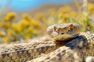 Obraz premium Western Diamondback Rattlesnake - The Venomous Viper of the Desert