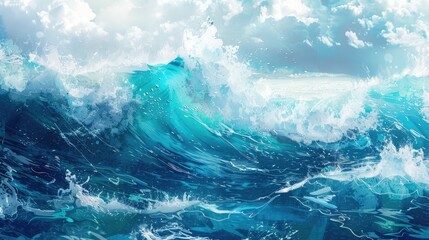 Illustration of sea waves to celebrate World Ocean Day