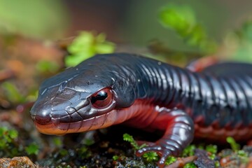 Obraz premium Wildlife of Western Ghats - Ichthyophis sp. This Caecilian Amphibian Thrives in the Moist Soil