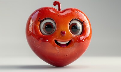 Cartoon, 3D, red heart shaped character.