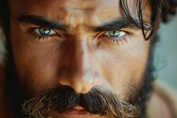 close up portrait of handsome man with beard and mustache