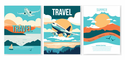 background, vector,  beach, design, abstract,  summer, texture, nature, banner, sun, art, illustration, trip, fly, plane, poster, travel, concept, vacation, flat, transportation, landscape, clouds, ge