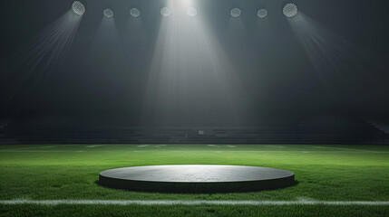 Football status with a circle in the middle to place an advertising product