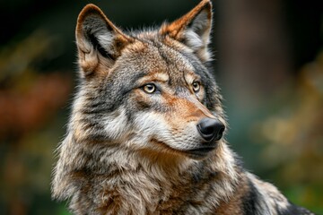 Naklejka na ściany i meble Portrait of a grey wolf (Canis lupus)