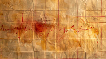 Obraz premium A painting of an ecg line on a piece of paper.