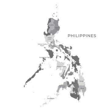 National Country Map with Regions, States and Flag in Body