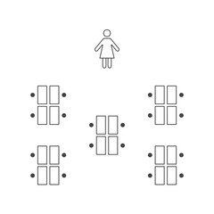 Fototapeta premium Plan of seats in classroom or seminar line icon. Seating teams arrangements. Scheme, blueprint, architectural plan. Vector illustration