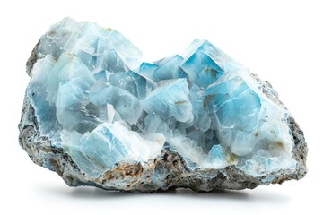 Obraz premium Larimar Mineral Specimen Stone - A Natural White Rock Isolated for Geologic Collection and Sample
