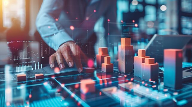 Dynamic business environment showcasing the concept of business agility, with symbols representing company transformation towards higher efficiency and rapid adaptation to market changes.