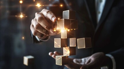 Dynamic business environment showcasing the concept of business agility, with symbols representing company transformation towards higher efficiency and rapid adaptation to market changes.