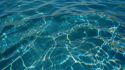 Obraz premium Blue water in a swimming pool shining in summer sun. Summer background